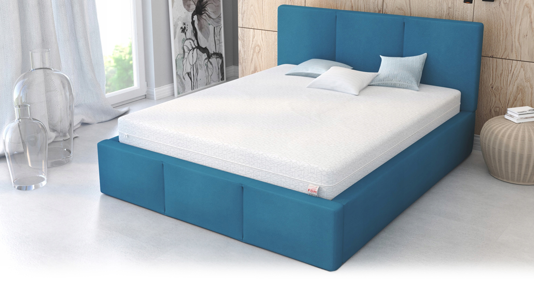 Luxusná manželská posteľ AMBER 160x200 TyrkysováTrinity s úložným priestorom a kovovým roštom