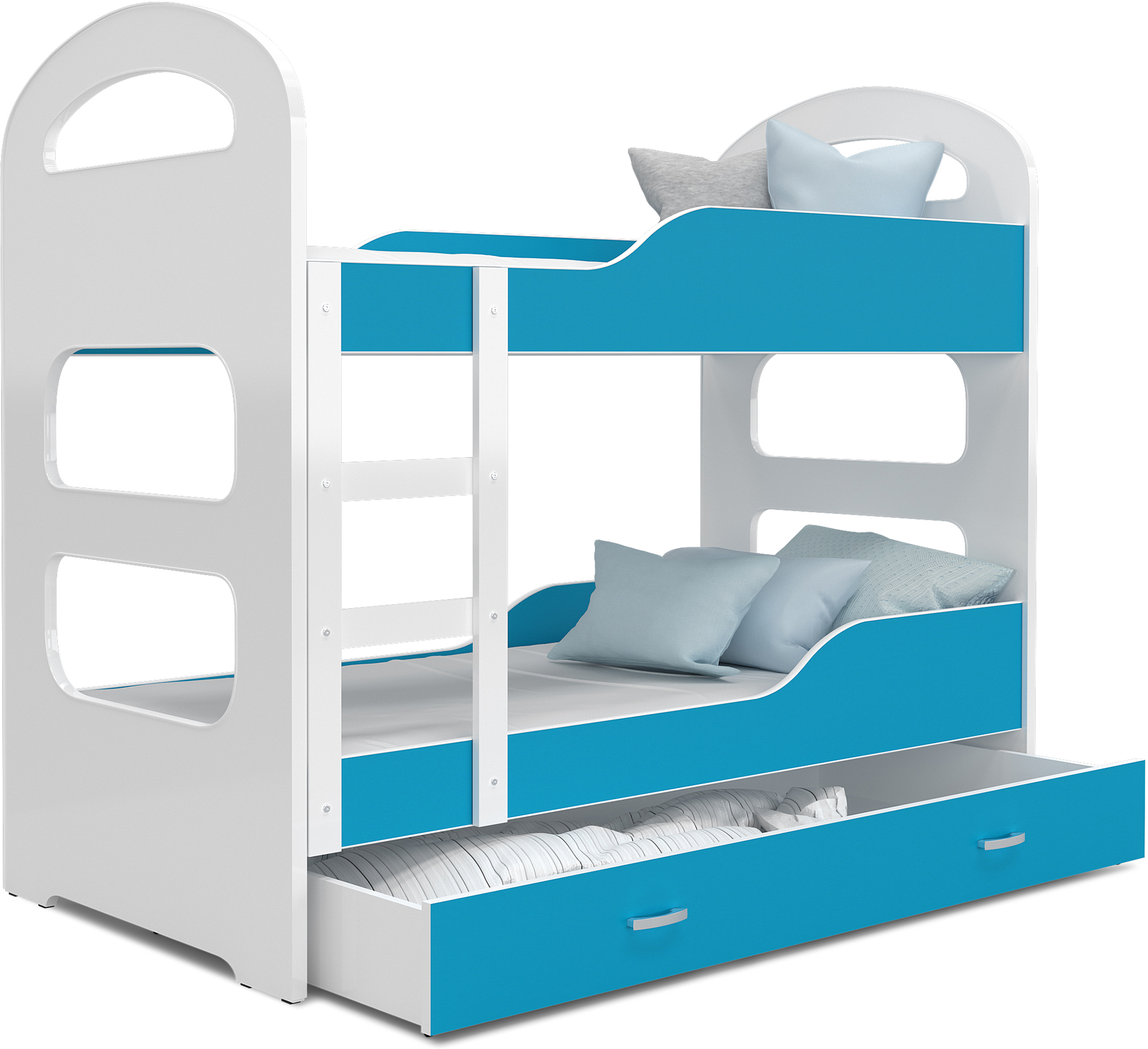 Detská poschodová posteľ DOMINIK 160x80 BIELA-MODRÁ