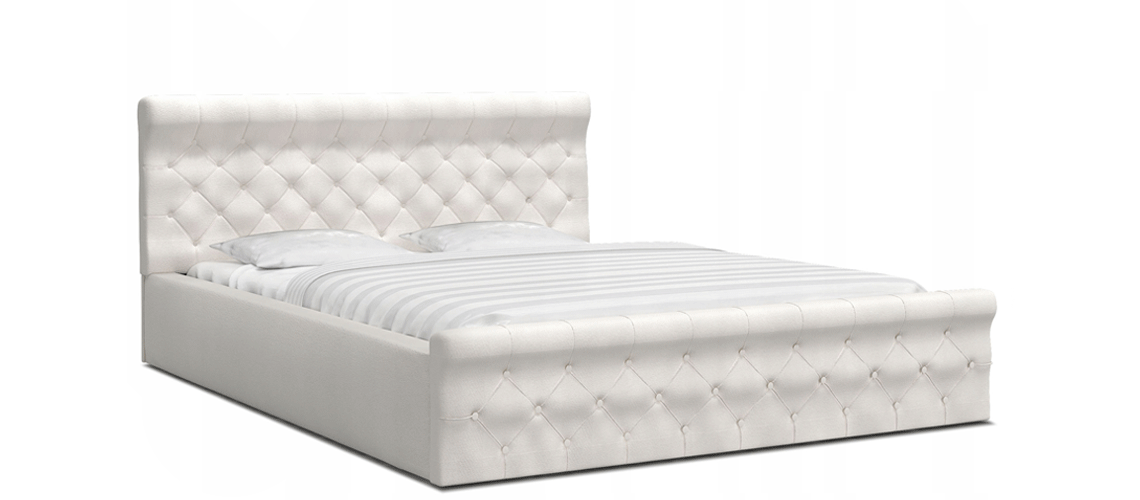 Luxusná posteľ CHICAGO 160x200 s kovovým zdvižným roštom BIELA
