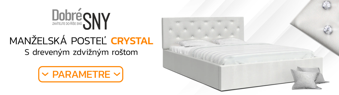 Luxusná manželská posteľ CRYSTAL biela 140x200 s dreveným roštom