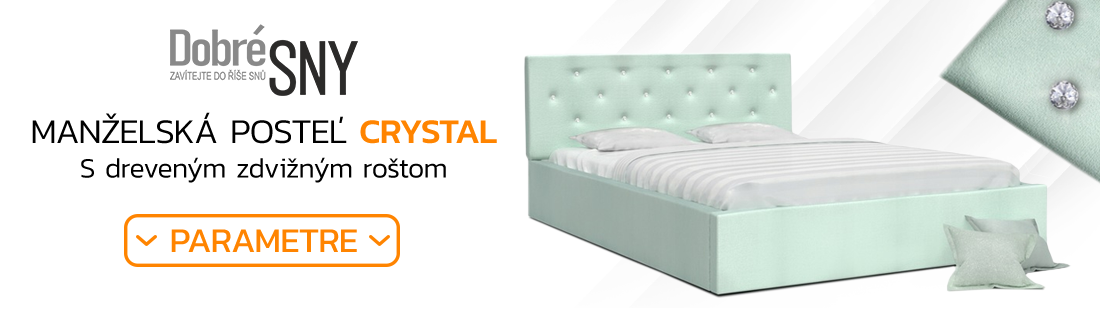 Luxusná manželská posteľ CRYSTAL mätová 140x200 s dreveným roštom