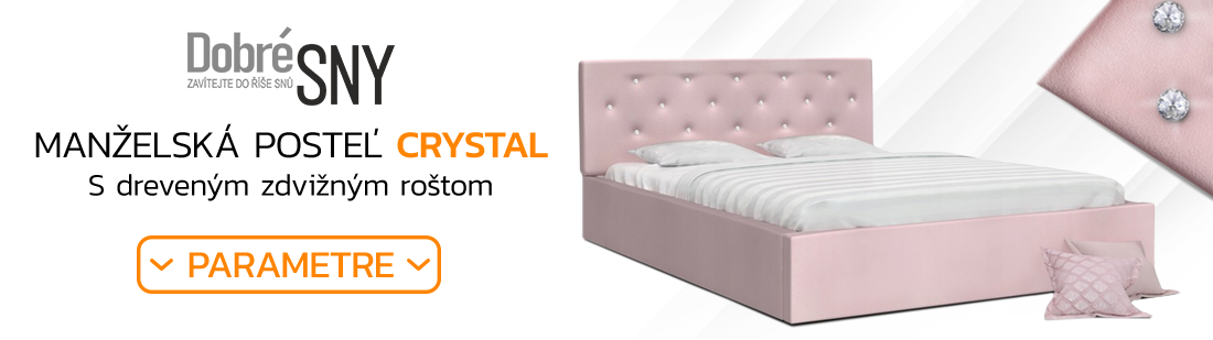 Luxusná manželská posteľ CRYSTAL ružová 140x200 s dreveným roštom