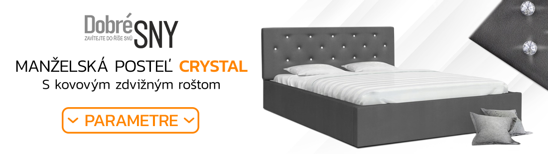 Luxusná manželská posteľ CRYSTAL grafit 90x200 s kovovým roštom