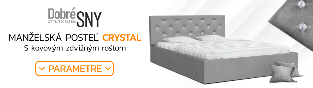 Luxusná manželská posteľ CRYSTAL šedá 90x200 s kovovým roštom