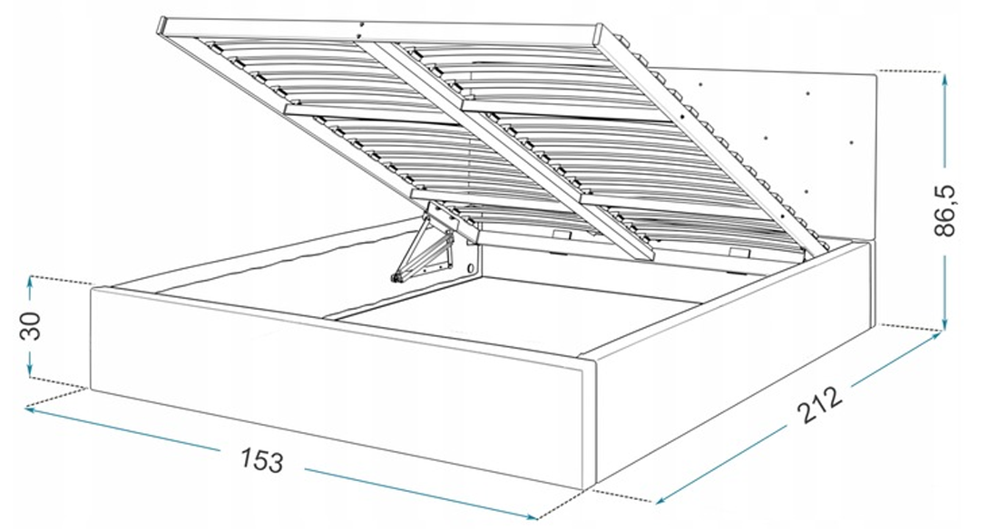 Luxusná manželská posteľ CRYSTAL fialová 140x200 s dreveným roštom