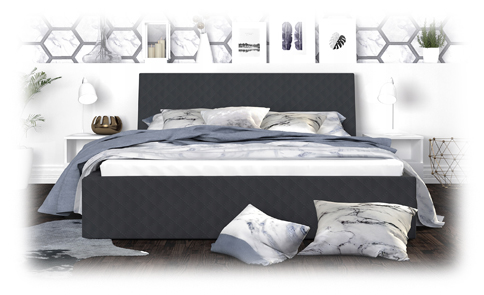 Luxusná manželská posteľ VEGAS 1 tmavá sivá 180x200 z eko kože s dreveným roštom
