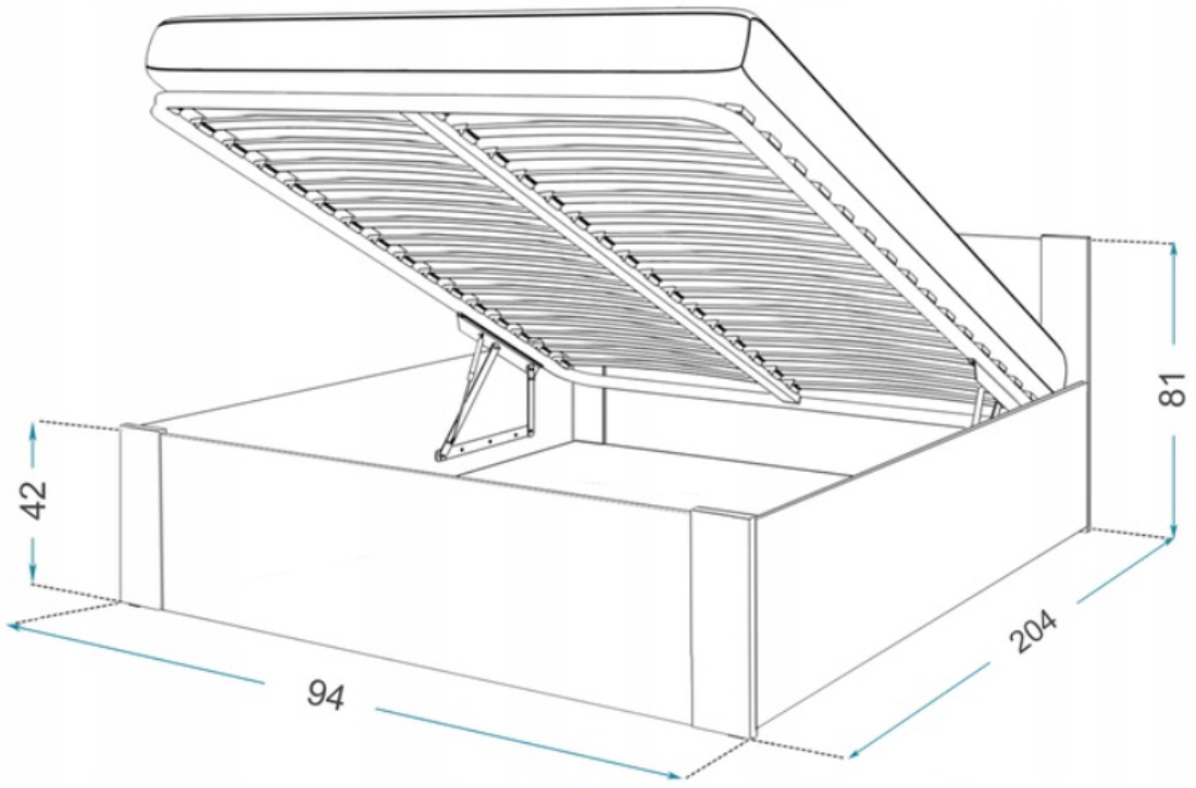 Posteľ 90x200 cm so zdvižným roštom BOSTON BIELA - BOROVICA