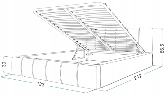 Luxusná posteľ FLORIDA 120x200 s kovovým zdvižným roštom GRAFIT