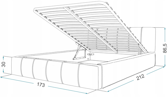 Luxusná posteľ FLORIDA 160x200 s kovovým zdvižným roštom GRAFIT