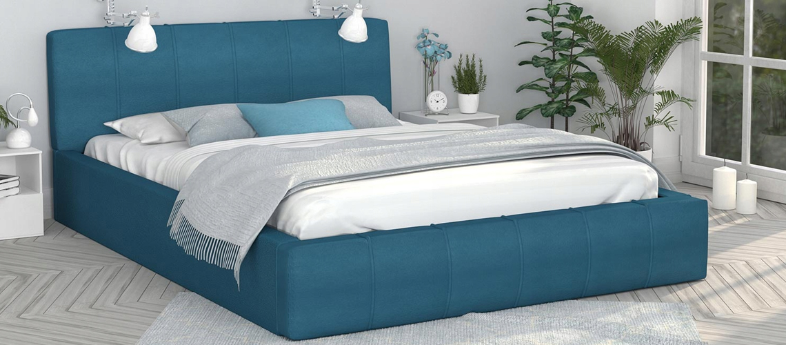 Luxusná posteľ FLORIDA 180x200 s kovovým zdvižným roštom TYRKYSOVÁ