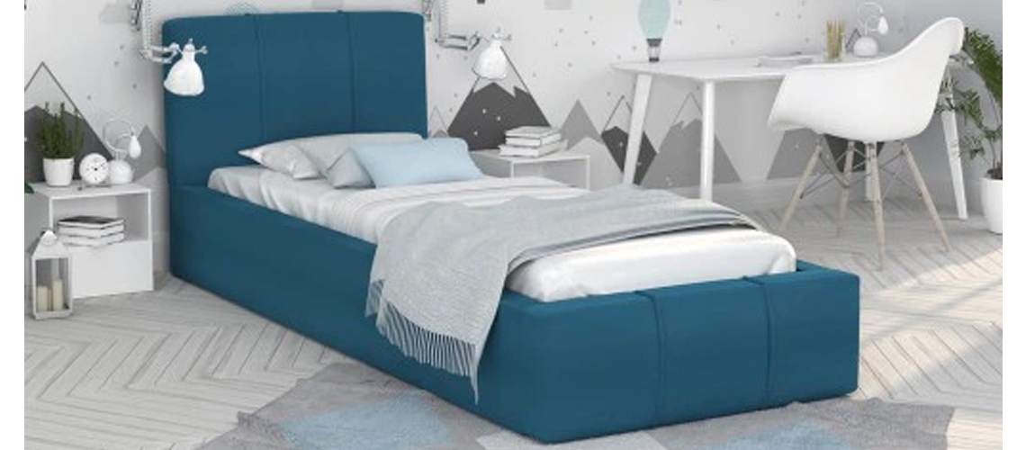 Luxusná posteľ FLORIDA 90x200 s kovovým zdvižným roštom TYRKYSOVA