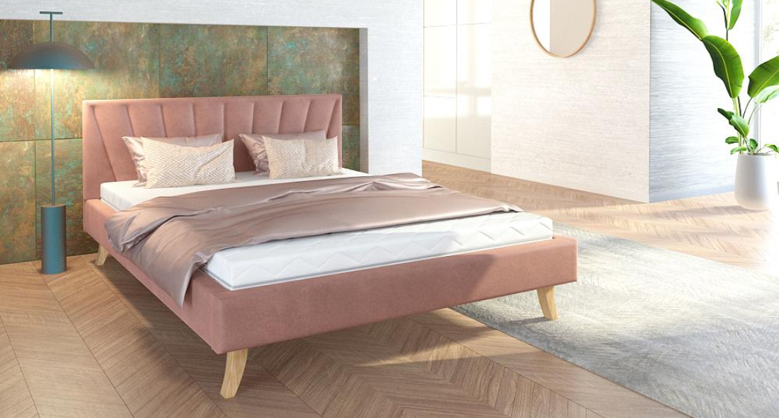 Manželská posteľ 160x200 cm MALMO TRINITY RUŽOVÁ
