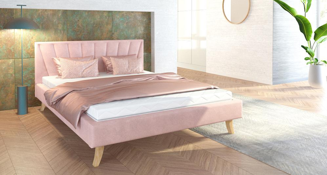Manželská posteľ 180x200 cm MALMO TRINITY SVETLO RUŽOVÁ