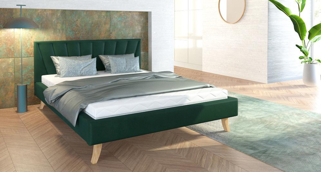 Manželská posteľ 160x200 cm MALMO TRINITY ZELENÁ