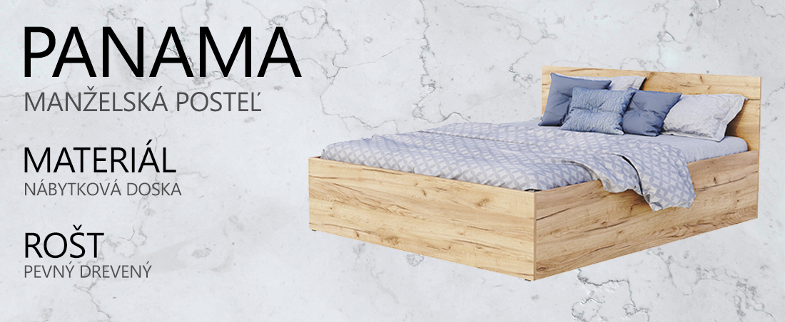 Manželská posteľ PANAMA KLASIK 160x200 + rošt DUB