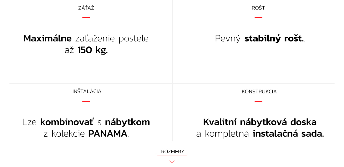 Manželská posteľ PANAMA KLASIK 180x200 + rošt DUB