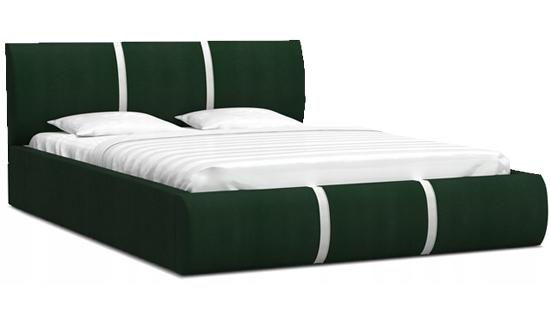 Čalúnená manželská posteľ PLATINUM zelená biela 160x200 Trinity s kovovým roštom