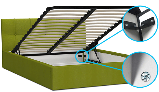 Luxusná manželská posteľ VEGAS zelená 140x200 semiš s kovovým roštom