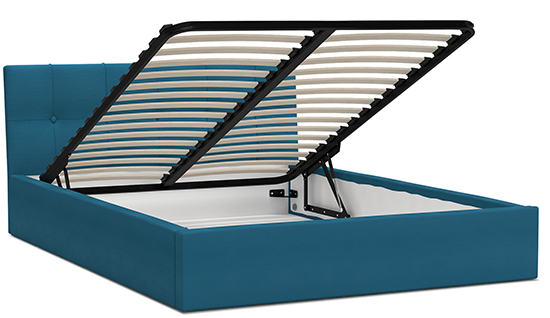 Luxusná manželská posteľ VEGAS tyrkysová 160x200 semiš s kovovým roštom