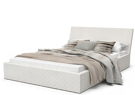 Luxusná manželská posteľ VEGAS biela 140x200 z eko kože s kovovým roštom