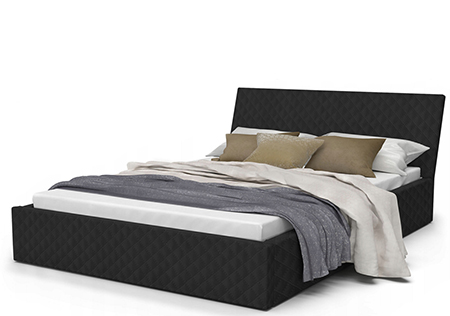 Luxusná manželská posteľ VEGAS čierna 160x200 z eko kože s kovovým roštom