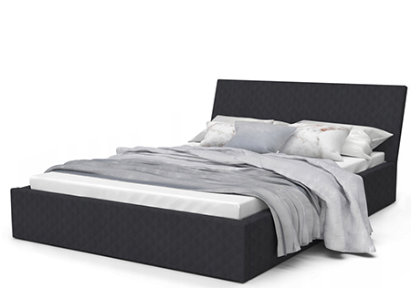 Luxusná manželská posteľ VEGAS tmavá sivá 180x200 z eko kože s kovovým roštom