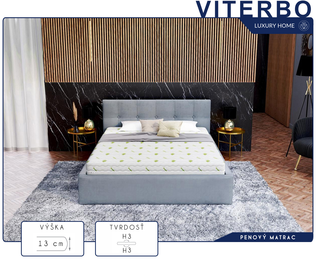 Penový matrac VITERBO ALOE VERA 90x200 cm s VISCO pamäťovou penou 13cm