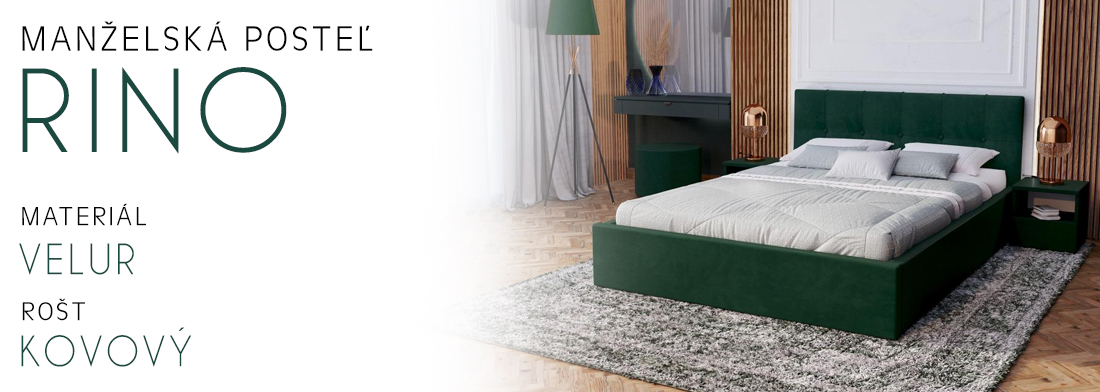 Čalúnená posteľ RINO 90x200 cm s roštom zelená