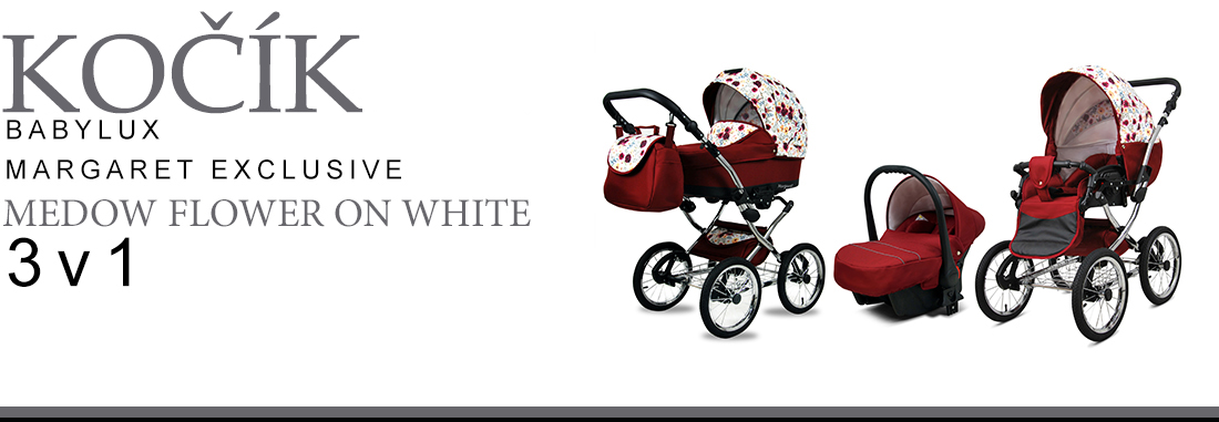 Kočárek 3v1 BabyLux Margaret Exclusive Grey Flex