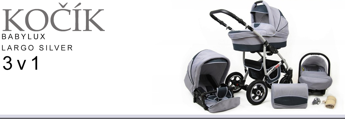 Kočárek 3v1 BabyLux Largo Silver