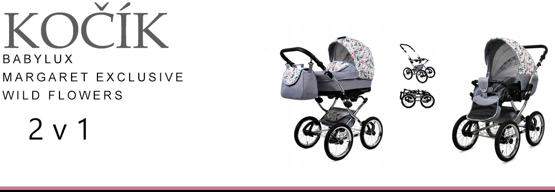 Kočárek 4v1 BabyLux Margaret Exclusive Wild Flowers