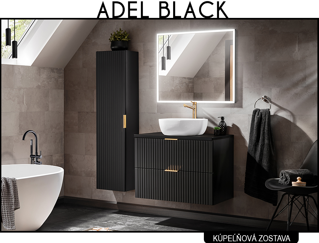 Koupelnová sestava s umyvadlem + sifon zdarma ADEL BLACK 04