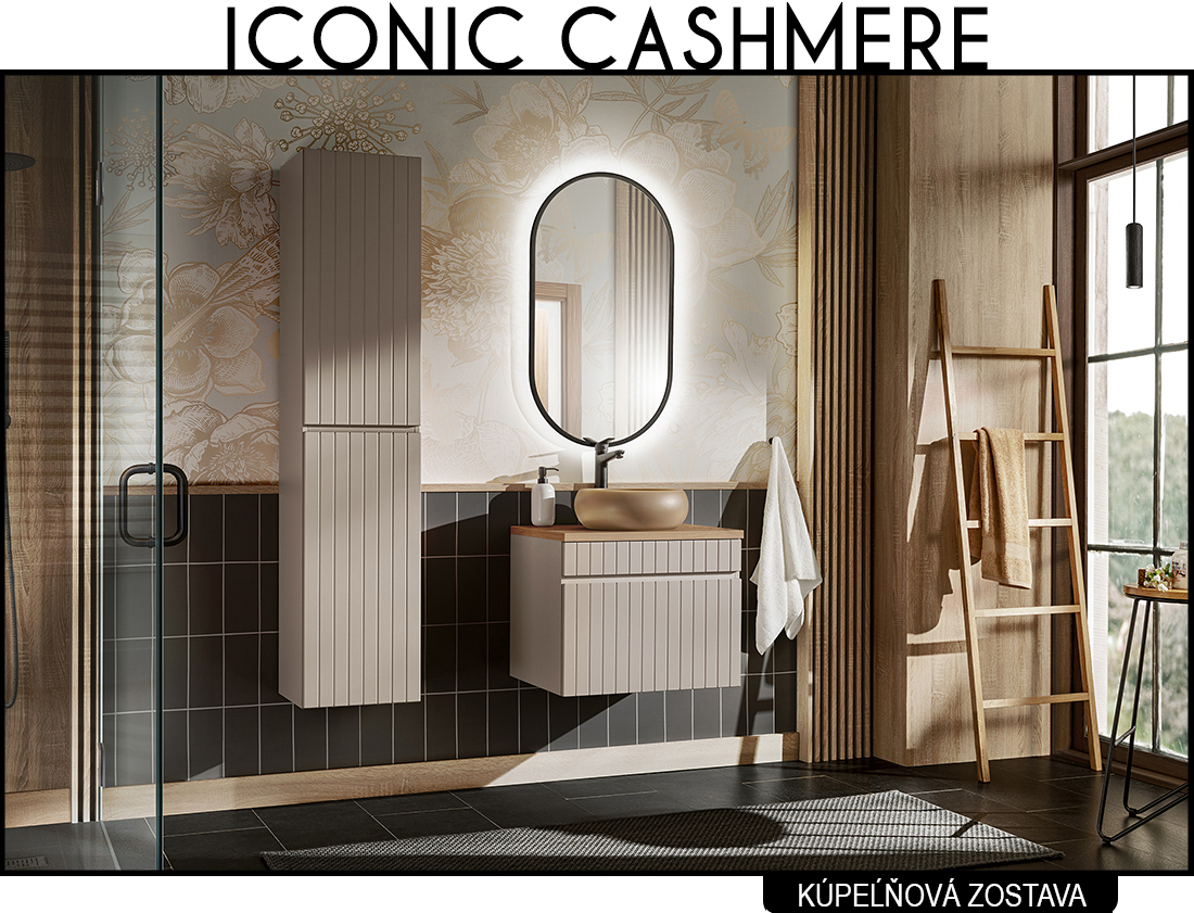 Koupelnová sestava ICONIC CASHMERE + umyvadlo + zrcadlo, 60 cm