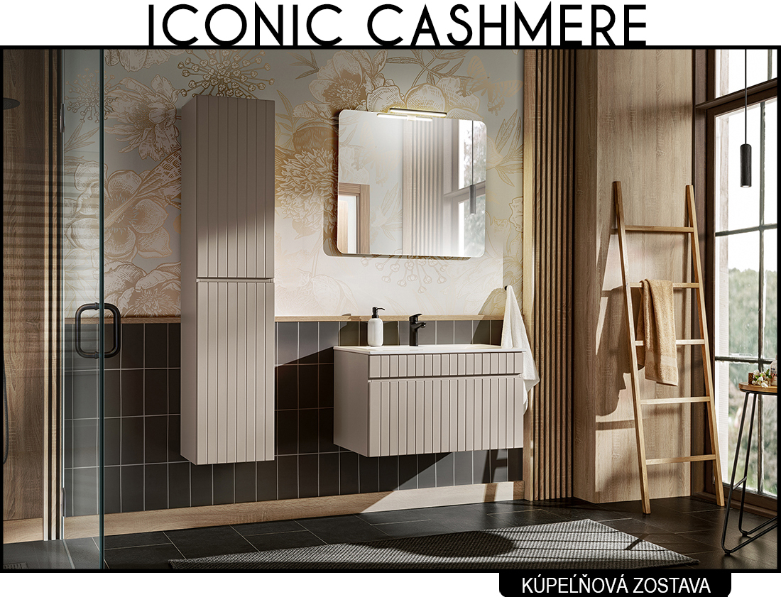 Koupelnová sestava ICONIC CASHMERE + zapuštěné umyvadlo + zrcadlo, 80 cm