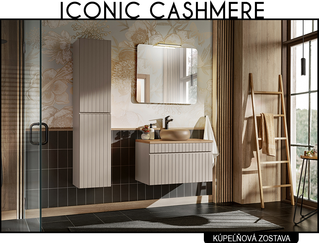 Koupelnová sestava ICONIC CASHMERE + umyvadlo + zrcadlo, 80 cm