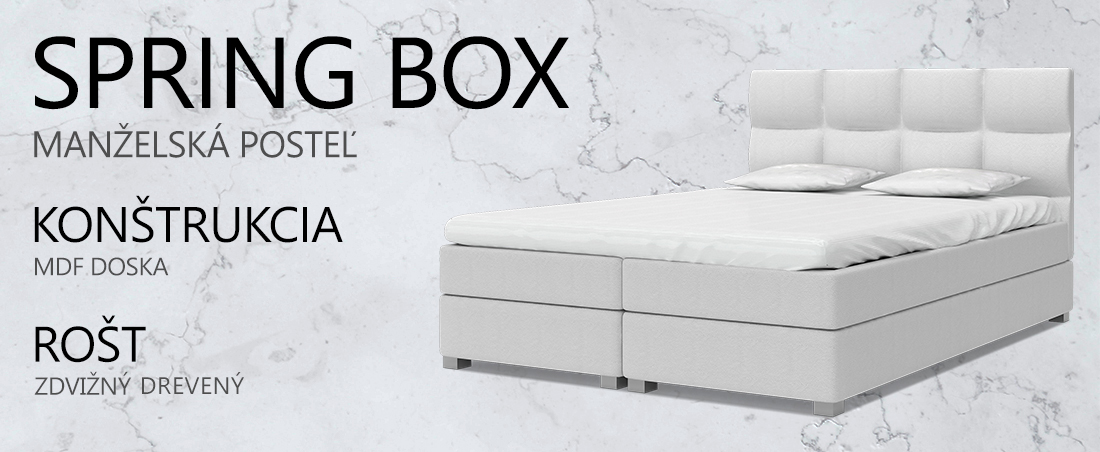 Luxusná posteľ SPRING BOX 160x200 s kovovým zdvižným roštom BIELA