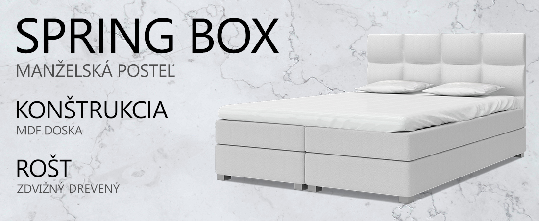 Luxusná posteľ SPRING BOX 140x200 s dreveným zdvižným roštom BIELA