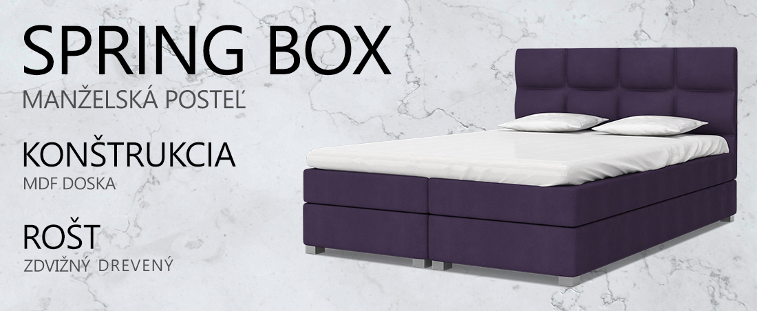 Luxusná posteľ SPRING BOX 140x200 s dreveným zdvižným roštom FIALOVÁ