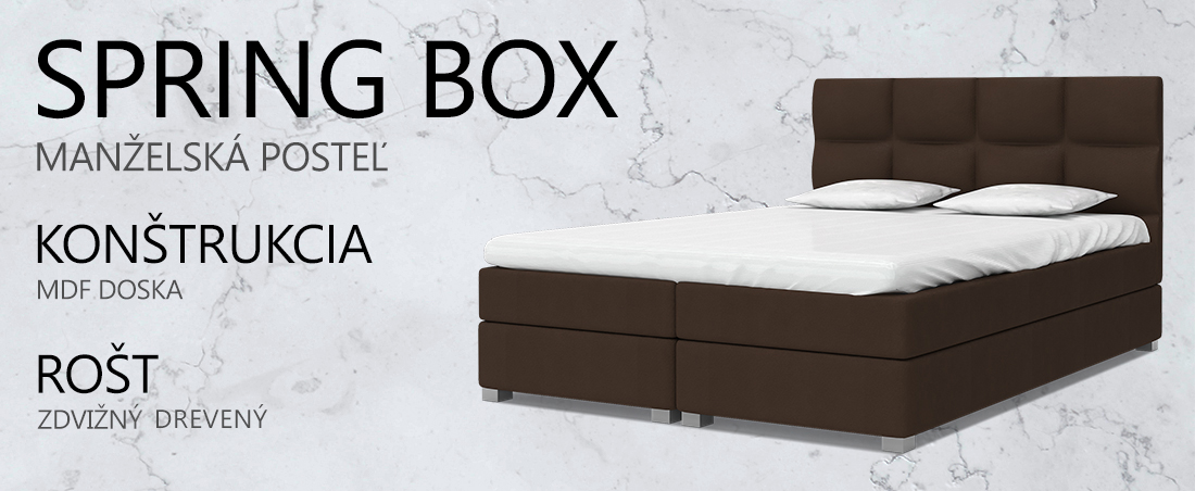 Luxusná posteľ SPRING BOX 140x200 s dreveným zdvižným roštom HNEDÁ