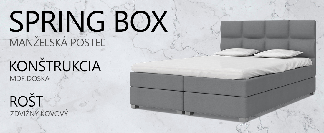 Luxusná posteľ SPRING BOX 160x200 s dreveným zdvižným roštom SIVÁ