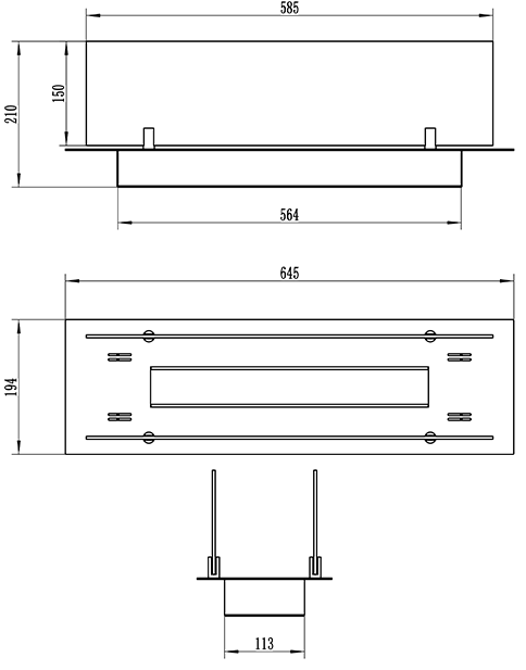 Zabudovaný BIOKRB INSERT 65x19 cm ČIERNA