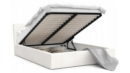 Luxusná manželská posteľ VEGAS biela 160x200 z eko kože s kovovým roštom