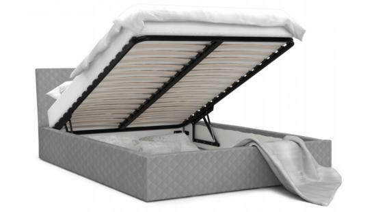Luxusná manželská posteľ VEGAS šedá 160x200 z eko kože s kovovým roštom