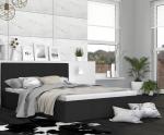 Luxusná manželská posteľ VEGAS 1 čierna 160x200 z eko kože s dreveným roštom