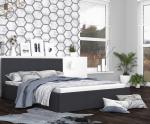 Luxusná manželská posteľ VEGAS 1 tmavá sivá 180x200 z eko kože s dreveným roštom