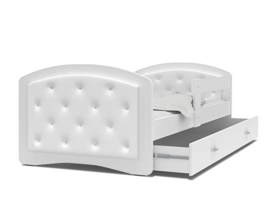 Detská posteľ LUCKY 160x80 CRYSTAL eko koža biela