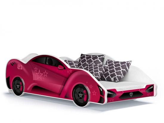 Detská posteľ AUTO 180x90 ružová závodná