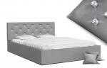Luxusná manželská posteľ CRYSTAL šedá 140x200 s dreveným roštom