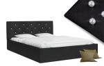 Luxusná manželská posteľ CRYSTAL čierna 180x200 s dreveným roštom