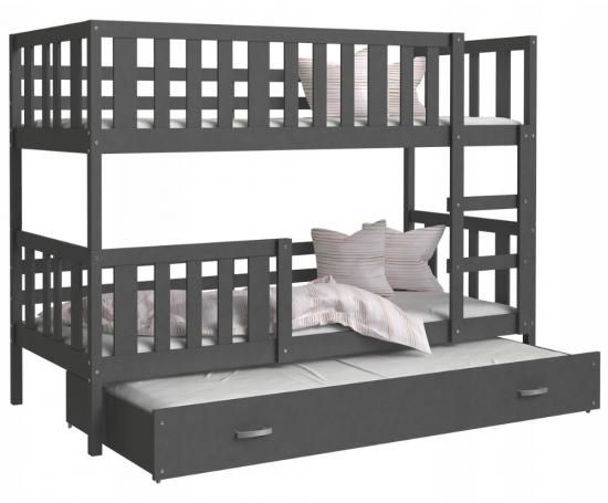 Detská poschodová posteľ NEMO 3 190x80 cm SIVÁ